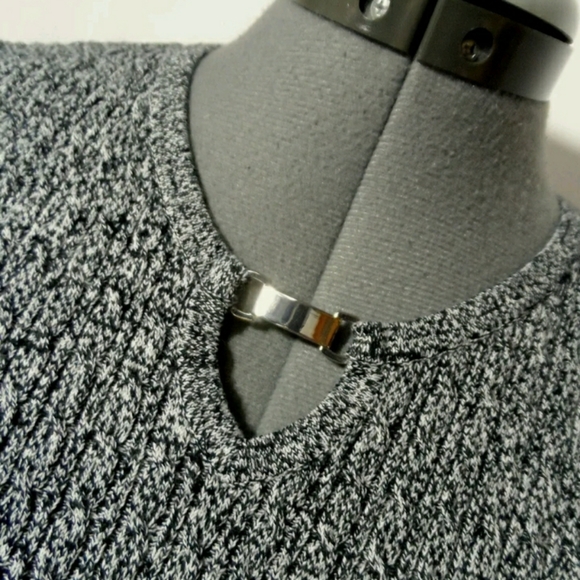 KAREN SCOTT for Macy's Knit Sweater Top M Gray Black dual blend Long sleeve - Picture 4 of 7